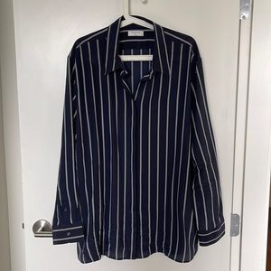 Aritzia babaton academy silk button up navy